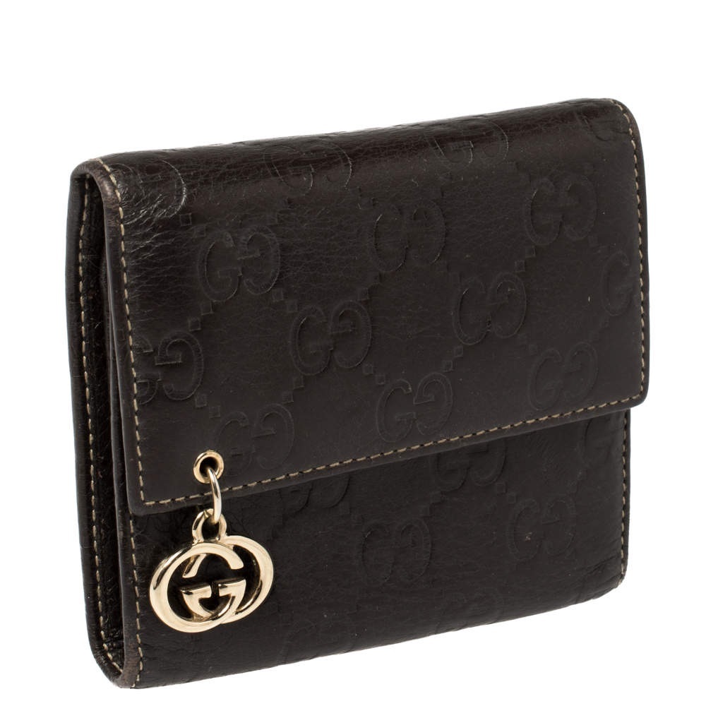 Gucci Brown Wallet with Gold Logo Charm